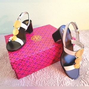 NWT Tory Burch | Patos 70MM Multi Disk Heeled Sandal | Ivory | 7.5 | Lea…
